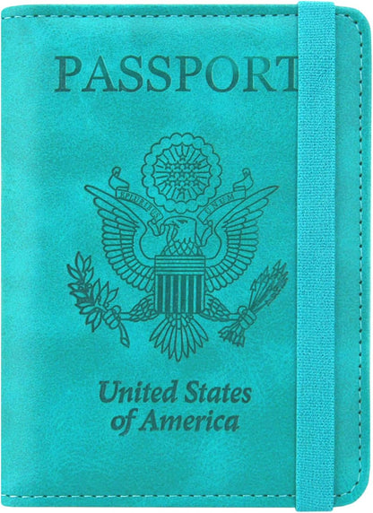 RFID BLOCKING Passport Holder Travel Wallet - Premium PU Leather Cover Passport book with Card Holder, Pen Slot, Keep Organization, and Travel Essentials for Women and Men, Blossom