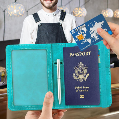 RFID BLOCKING Passport Holder Travel Wallet - Premium PU Leather Cover Passport book with Card Holder, Pen Slot, Keep Organization, and Travel Essentials for Women and Men, Blossom