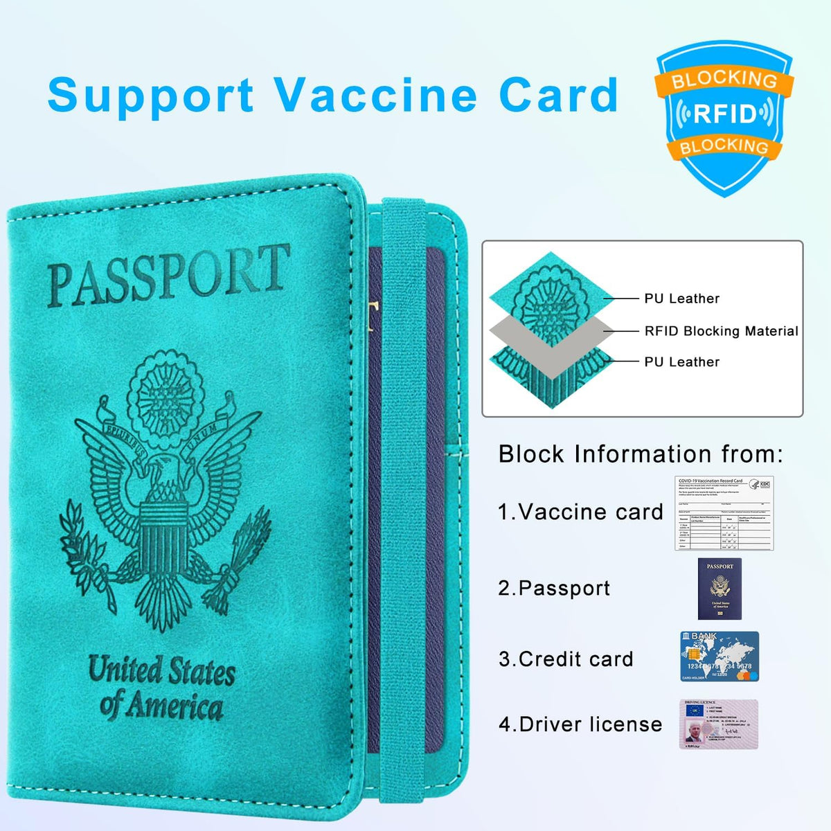 RFID BLOCKING Passport Holder Travel Wallet - Premium PU Leather Cover Passport book with Card Holder, Pen Slot, Keep Organization, and Travel Essentials for Women and Men, Blossom