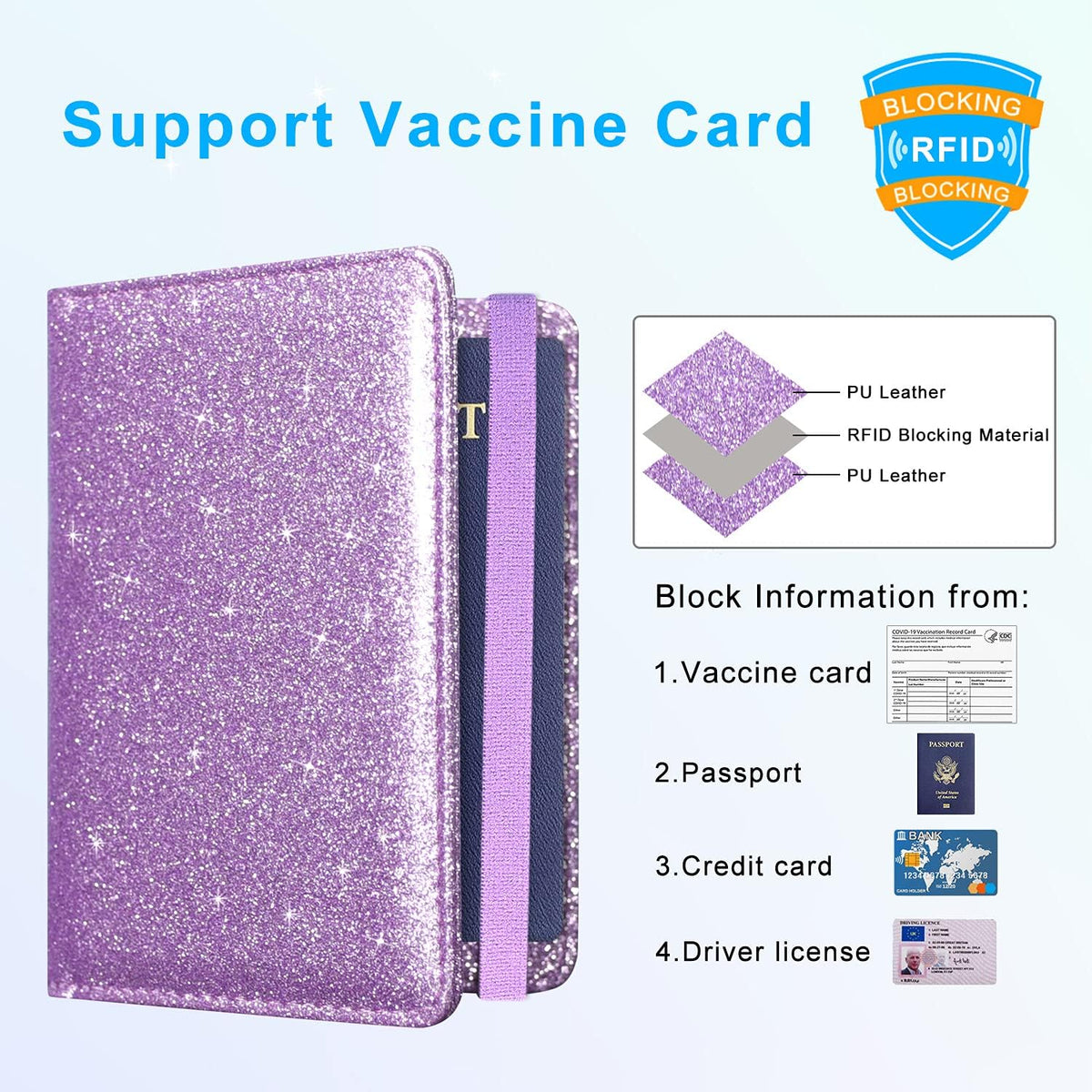 RFID BLOCKING Passport Holder Travel Wallet - Premium PU Leather Cover Passport book with Card Holder, Pen Slot, Keep Organization, and Travel Essentials for Women and Men, Blossom