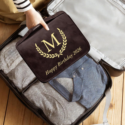 Personalized Gifts for Men Hanging Toiletry Bag, Custom Waterproof PU Leather Dopp Kit with Laser Engraved Name, 3-in-1 Detachable Shaving Bag Gifts for Husband Dad Groomsmen Dark Brown
