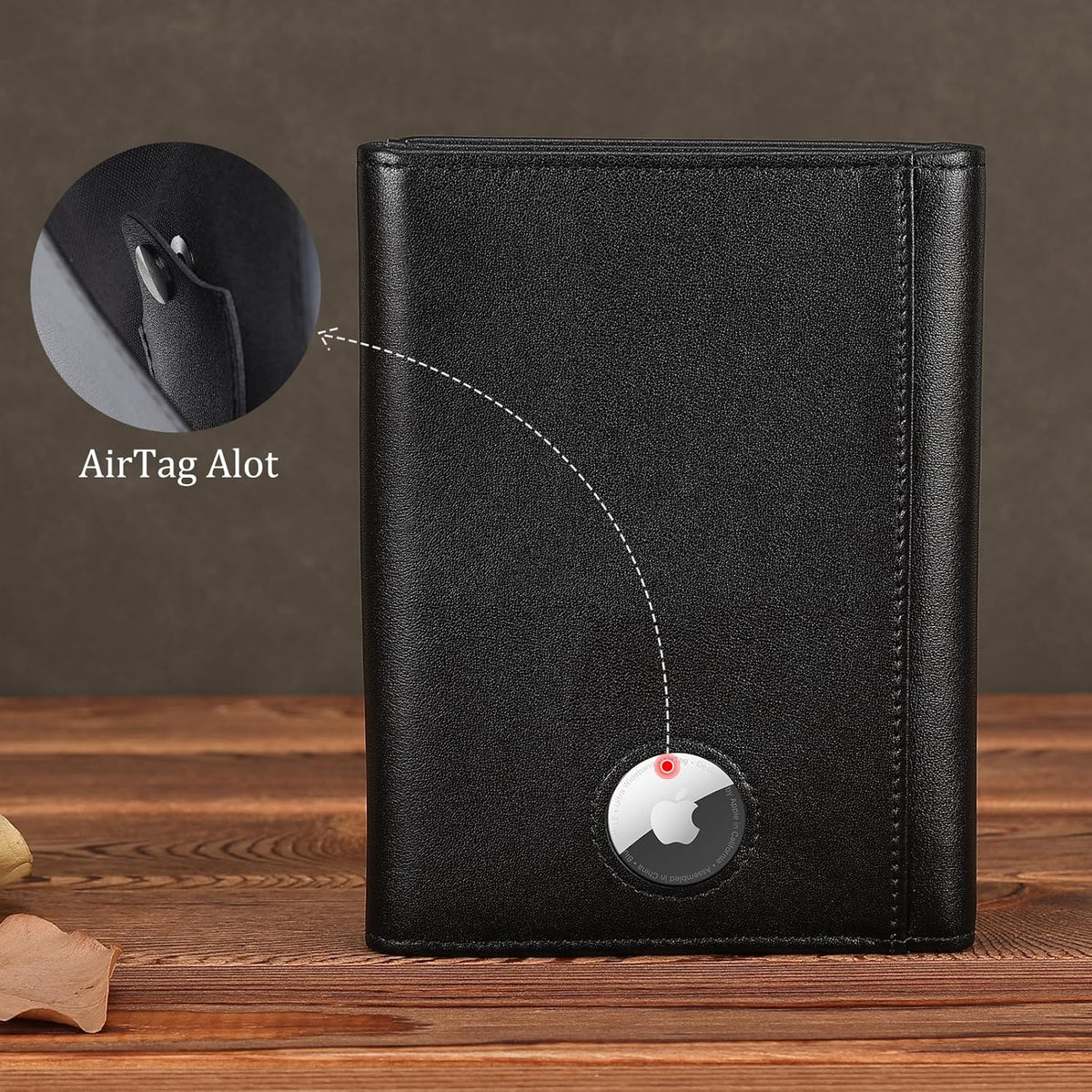 Polare Napa Leather Pilot Wallet Passport Holder RFID Blocking Tri-fold Travel Cover Document Organizer for Aviation Professionals (Black)