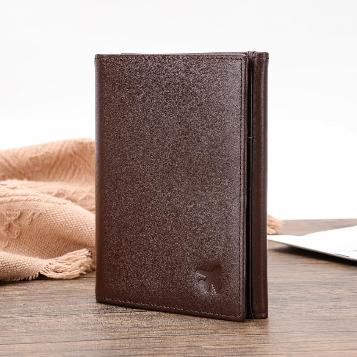 Polare Napa Leather Pilot Wallet Passport Holder RFID Blocking Tri-fold Travel Cover Document Organizer for Aviation Professionals (Black)