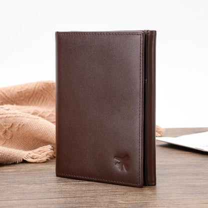 Polare Napa Leather Pilot Wallet Passport Holder RFID Blocking Tri-fold Travel Cover Document Organizer for Aviation Professionals (Black)