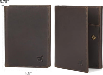 Polare Napa Leather Pilot Wallet Passport Holder RFID Blocking Tri-fold Travel Cover Document Organizer for Aviation Professionals (Black)