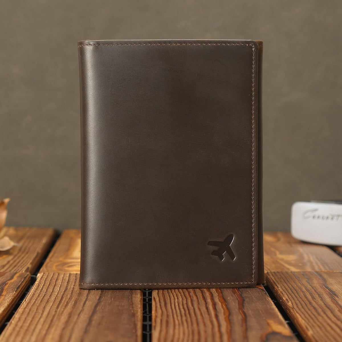 Polare Napa Leather Pilot Wallet Passport Holder RFID Blocking Tri-fold Travel Cover Document Organizer for Aviation Professionals (Black)
