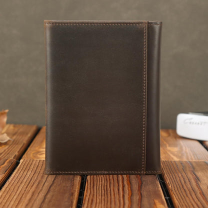 Polare Napa Leather Pilot Wallet Passport Holder RFID Blocking Tri-fold Travel Cover Document Organizer for Aviation Professionals (Black)