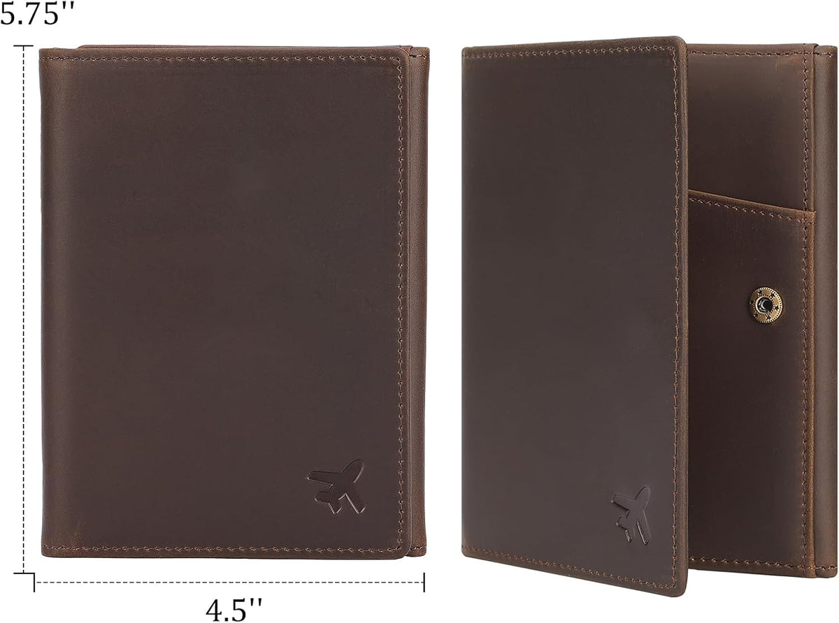 Polare Napa Leather Pilot Wallet Passport Holder RFID Blocking Tri-fold Travel Cover Document Organizer for Aviation Professionals (Black)
