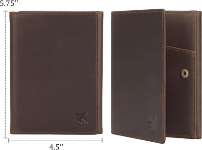 Polare Napa Leather Pilot Wallet Passport Holder RFID Blocking Tri-fold Travel Cover Document Organizer for Aviation Professionals (Black)