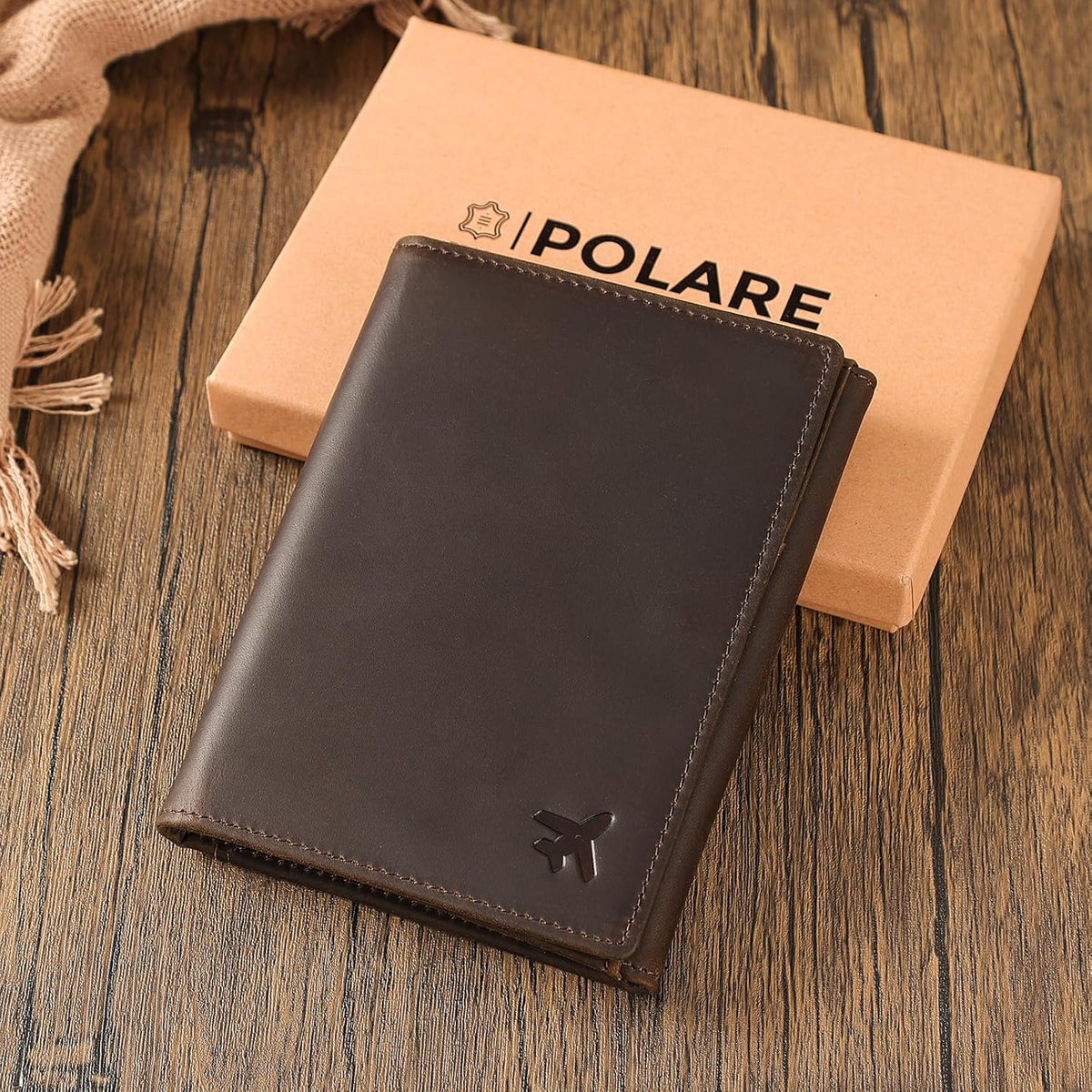 Polare Napa Leather Pilot Wallet Passport Holder RFID Blocking Tri-fold Travel Cover Document Organizer for Aviation Professionals (Black)