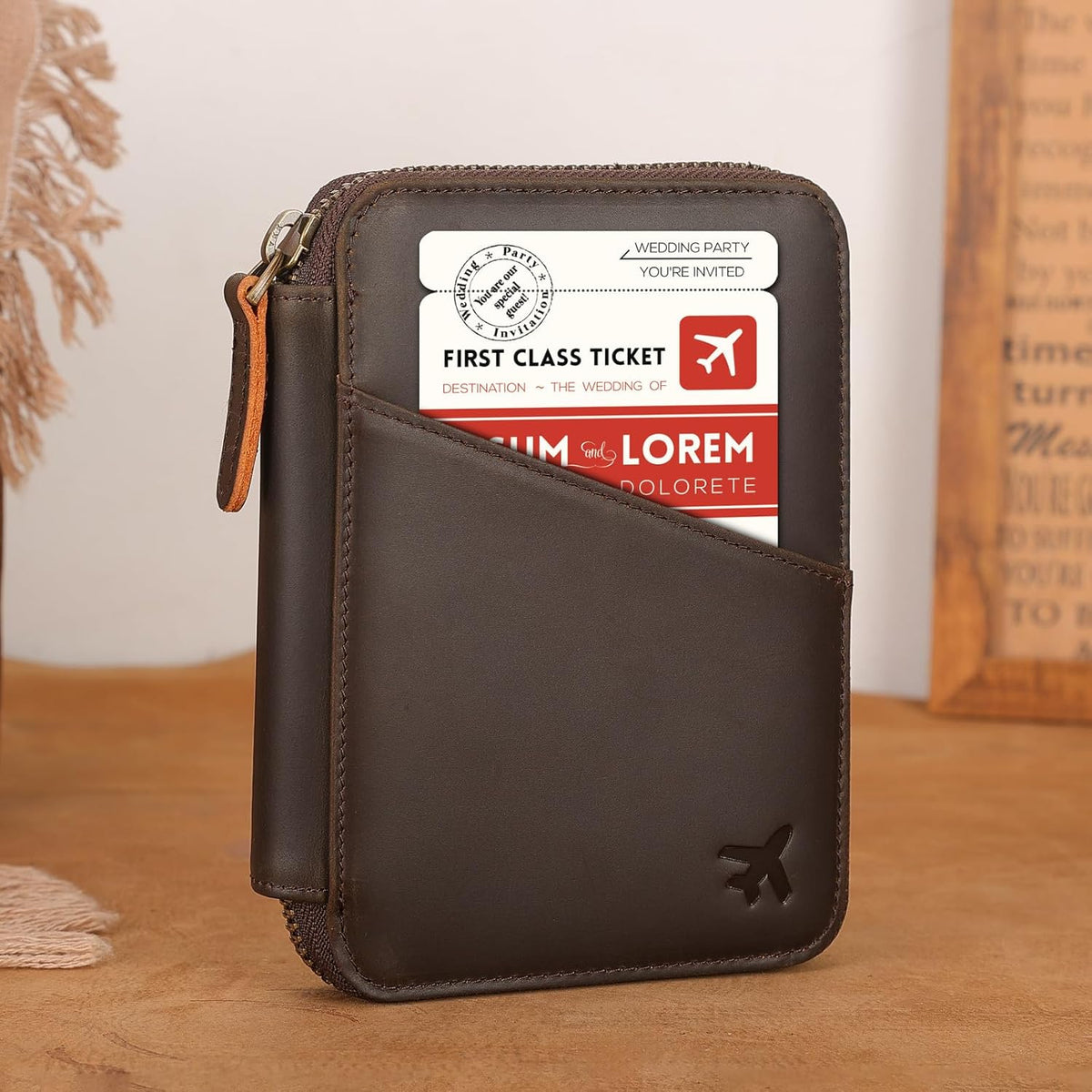Polare Napa Leather Pilot Wallet Passport Holder RFID Blocking Tri-fold Travel Cover Document Organizer for Aviation Professionals (Black)