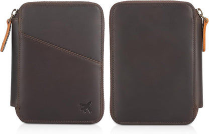 Polare Napa Leather Pilot Wallet Passport Holder RFID Blocking Tri-fold Travel Cover Document Organizer for Aviation Professionals (Black)