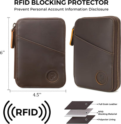 Polare Napa Leather Pilot Wallet Passport Holder RFID Blocking Tri-fold Travel Cover Document Organizer for Aviation Professionals (Black)
