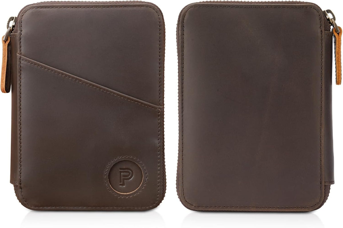 Polare Napa Leather Pilot Wallet Passport Holder RFID Blocking Tri-fold Travel Cover Document Organizer for Aviation Professionals (Black)