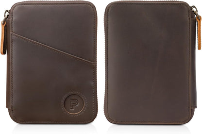 Polare Napa Leather Pilot Wallet Passport Holder RFID Blocking Tri-fold Travel Cover Document Organizer for Aviation Professionals (Black)