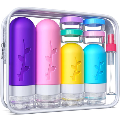 18pack Travel Bottles for Toiletries,TSA Approved Silicone Travel Containers for Toiletries,Leak Proof Refillable Liqus Shampoo And Conditioner travel Essentials toiletry Bottles