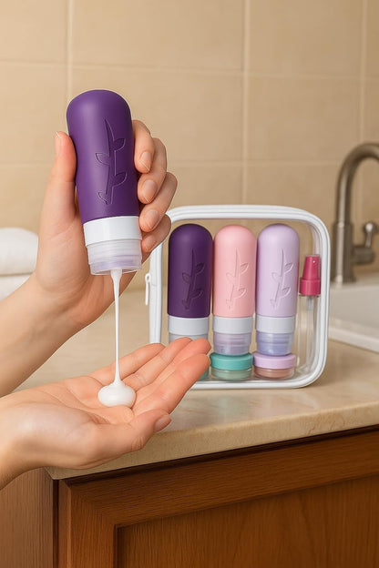 18pack Travel Bottles for Toiletries,TSA Approved Silicone Travel Containers for Toiletries,Leak Proof Refillable Liqus Shampoo And Conditioner travel Essentials toiletry Bottles