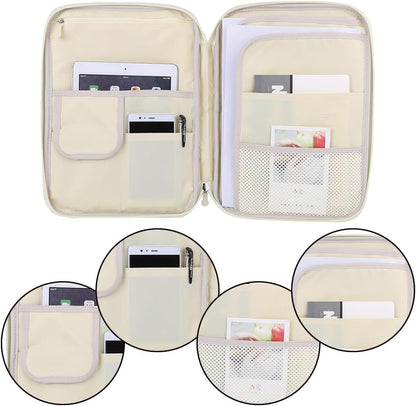 Multi-Functional A4 Document Bags, Portfolio Pouch Travel Binder Organizer Zippered File Folder Family Passport Holder Briefcase with Handle for Notebooks Pen Board Games School Office Supplies