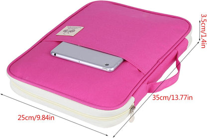 Multi-Functional A4 Document Bags, Portfolio Pouch Travel Binder Organizer Zippered File Folder Family Passport Holder Briefcase with Handle for Notebooks Pen Board Games School Office Supplies