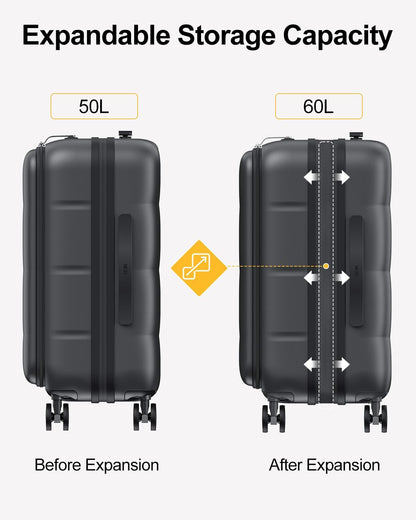 Carry On Luggage Airline Approved, 20 Inch PC Hardside Scratch-Resistant Suitcase with TSA Lock, Top Opening Travel & Business Luggage