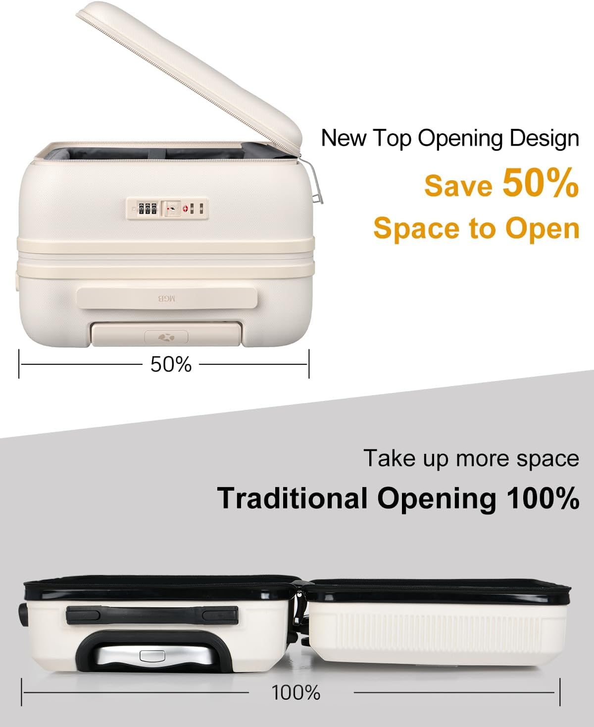 Carry On Luggage Airline Approved, 20 Inch PC Hardside Scratch-Resistant Suitcase with TSA Lock, Top Opening Travel & Business Luggage