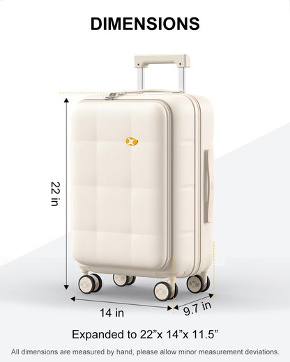 Carry On Luggage Airline Approved, 20 Inch PC Hardside Scratch-Resistant Suitcase with TSA Lock, Top Opening Travel & Business Luggage