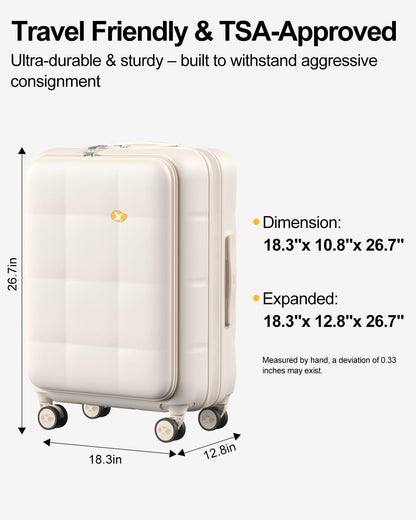 Carry On Luggage Airline Approved, 20 Inch PC Hardside Scratch-Resistant Suitcase with TSA Lock, Top Opening Travel & Business Luggage
