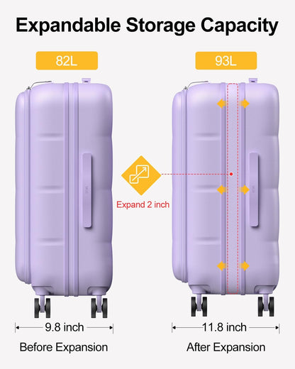 Carry On Luggage Airline Approved, 20 Inch PC Hardside Scratch-Resistant Suitcase with TSA Lock, Top Opening Travel & Business Luggage