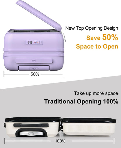 Carry On Luggage Airline Approved, 20 Inch PC Hardside Scratch-Resistant Suitcase with TSA Lock, Top Opening Travel & Business Luggage