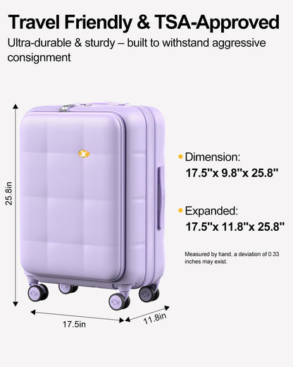 Carry On Luggage Airline Approved, 20 Inch PC Hardside Scratch-Resistant Suitcase with TSA Lock, Top Opening Travel & Business Luggage