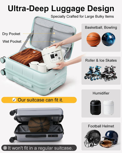 Carry On Luggage Airline Approved, 20 Inch PC Hardside Scratch-Resistant Suitcase with TSA Lock, Top Opening Travel & Business Luggage