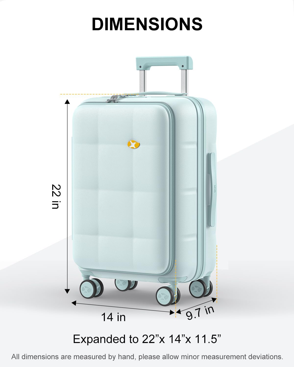 Carry On Luggage Airline Approved, 20 Inch PC Hardside Scratch-Resistant Suitcase with TSA Lock, Top Opening Travel & Business Luggage