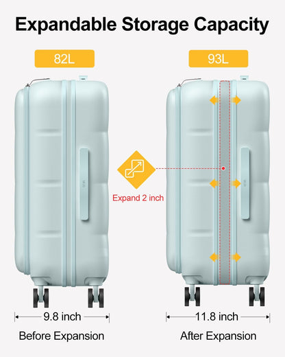 Carry On Luggage Airline Approved, 20 Inch PC Hardside Scratch-Resistant Suitcase with TSA Lock, Top Opening Travel & Business Luggage