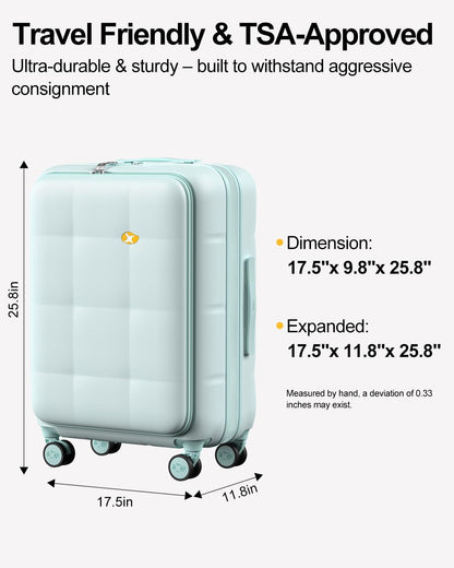 Carry On Luggage Airline Approved, 20 Inch PC Hardside Scratch-Resistant Suitcase with TSA Lock, Top Opening Travel & Business Luggage