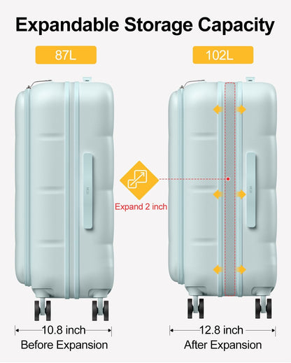 Carry On Luggage Airline Approved, 20 Inch PC Hardside Scratch-Resistant Suitcase with TSA Lock, Top Opening Travel & Business Luggage