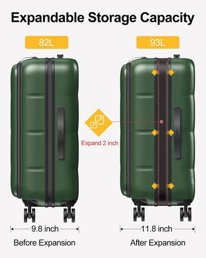 Carry On Luggage Airline Approved, 20 Inch PC Hardside Scratch-Resistant Suitcase with TSA Lock, Top Opening Travel & Business Luggage