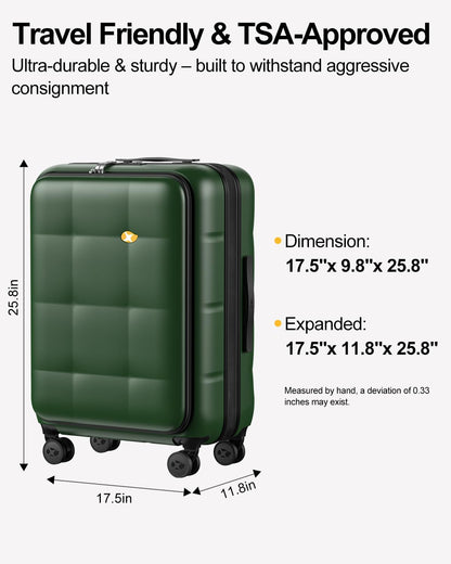 Carry On Luggage Airline Approved, 20 Inch PC Hardside Scratch-Resistant Suitcase with TSA Lock, Top Opening Travel & Business Luggage