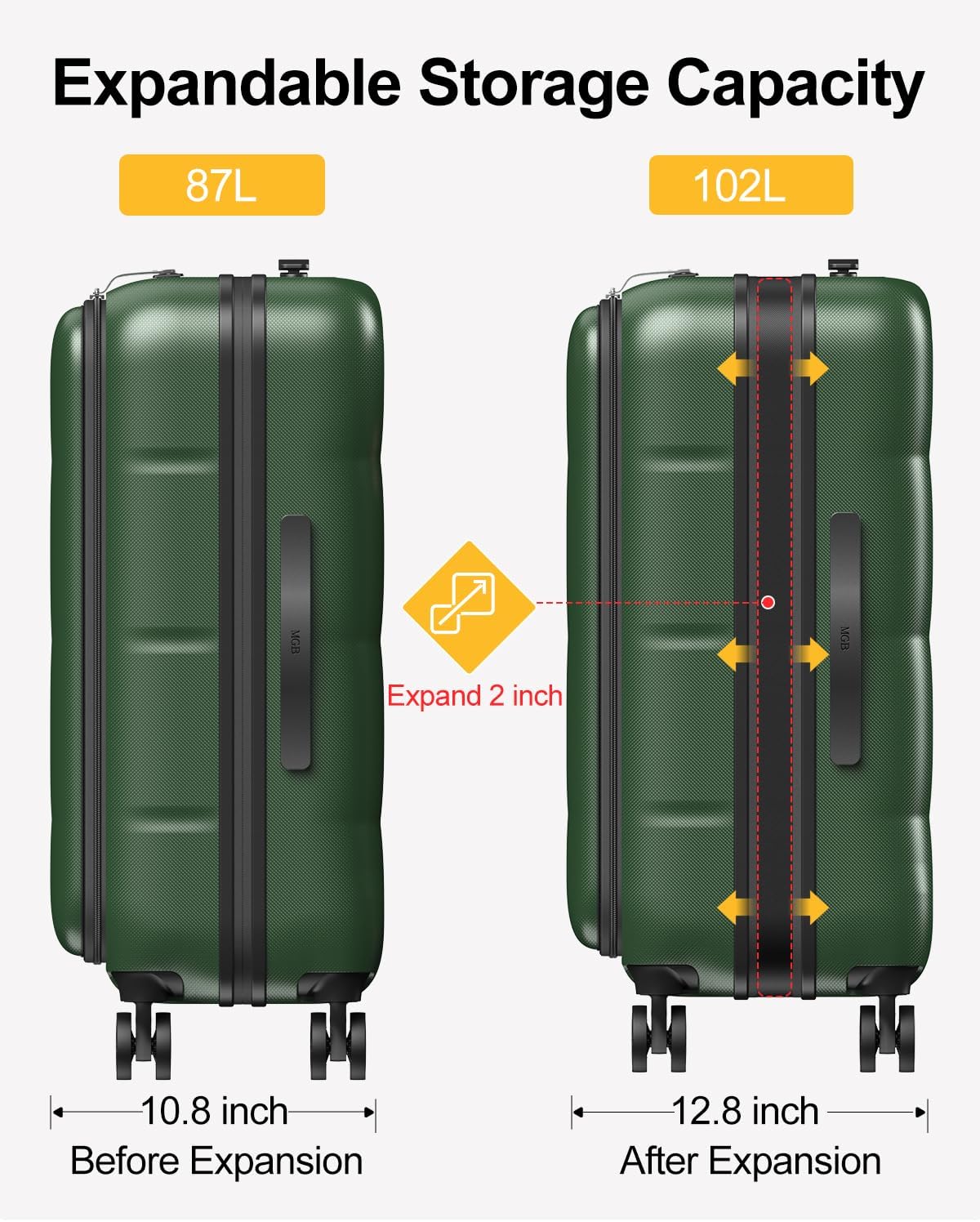 Carry On Luggage Airline Approved, 20 Inch PC Hardside Scratch-Resistant Suitcase with TSA Lock, Top Opening Travel & Business Luggage