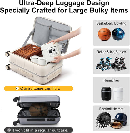 Carry On Luggage Airline Approved, 20 Inch PC Hardside Scratch-Resistant Suitcase with TSA Lock, Top Opening Travel & Business Luggage