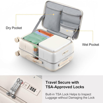 Carry On Luggage Airline Approved, 20 Inch PC Hardside Scratch-Resistant Suitcase with TSA Lock, Top Opening Travel & Business Luggage