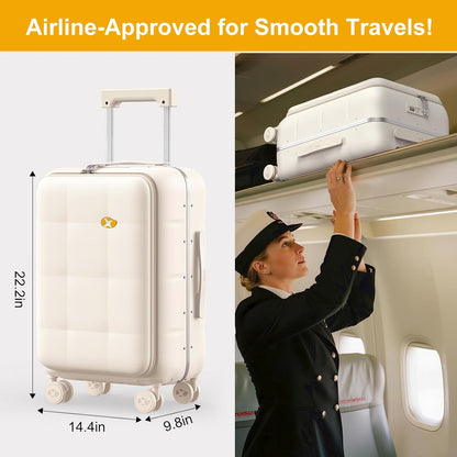 Carry On Luggage Airline Approved, 20 Inch PC Hardside Scratch-Resistant Suitcase with TSA Lock, Top Opening Travel & Business Luggage