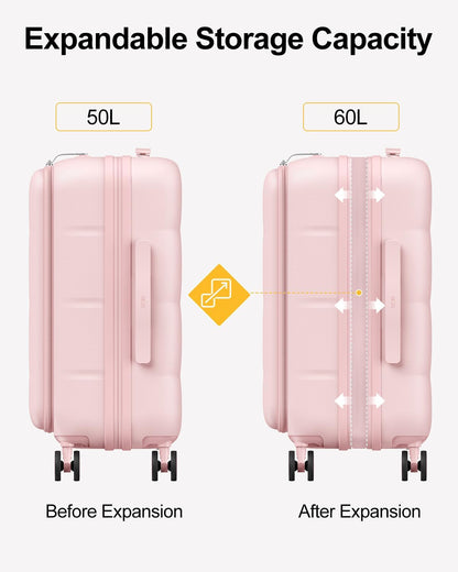 Carry On Luggage Airline Approved, 20 Inch PC Hardside Scratch-Resistant Suitcase with TSA Lock, Top Opening Travel & Business Luggage