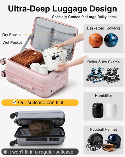 Carry On Luggage Airline Approved, 20 Inch PC Hardside Scratch-Resistant Suitcase with TSA Lock, Top Opening Travel & Business Luggage
