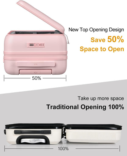 Carry On Luggage Airline Approved, 20 Inch PC Hardside Scratch-Resistant Suitcase with TSA Lock, Top Opening Travel & Business Luggage