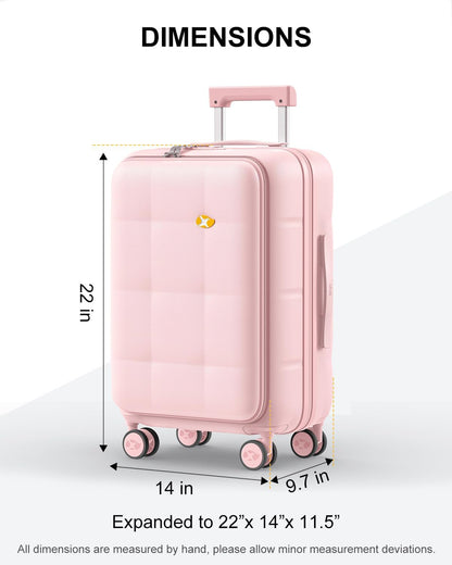 Carry On Luggage Airline Approved, 20 Inch PC Hardside Scratch-Resistant Suitcase with TSA Lock, Top Opening Travel & Business Luggage