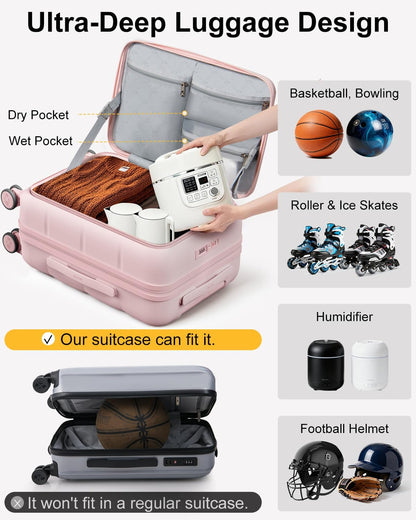 Carry On Luggage Airline Approved, 20 Inch PC Hardside Scratch-Resistant Suitcase with TSA Lock, Top Opening Travel & Business Luggage