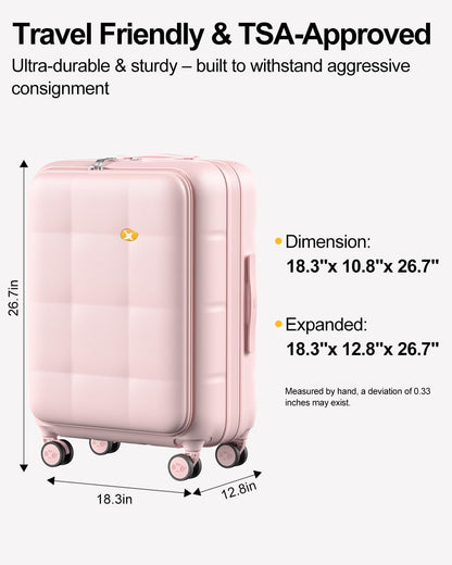 Carry On Luggage Airline Approved, 20 Inch PC Hardside Scratch-Resistant Suitcase with TSA Lock, Top Opening Travel & Business Luggage