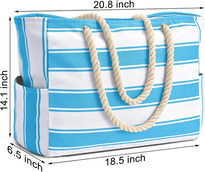 Becokan Beach Bags for Women Large Waterproof Beach Tote Bag Zipper Beach Bags Waterproof Sandproof Swim Pool Bag Large Tote