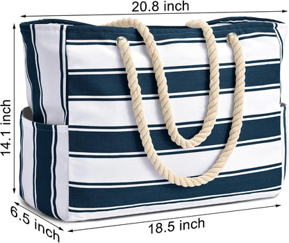 Becokan Beach Bags for Women Large Waterproof Beach Tote Bag Zipper Beach Bags Waterproof Sandproof Swim Pool Bag Large Tote