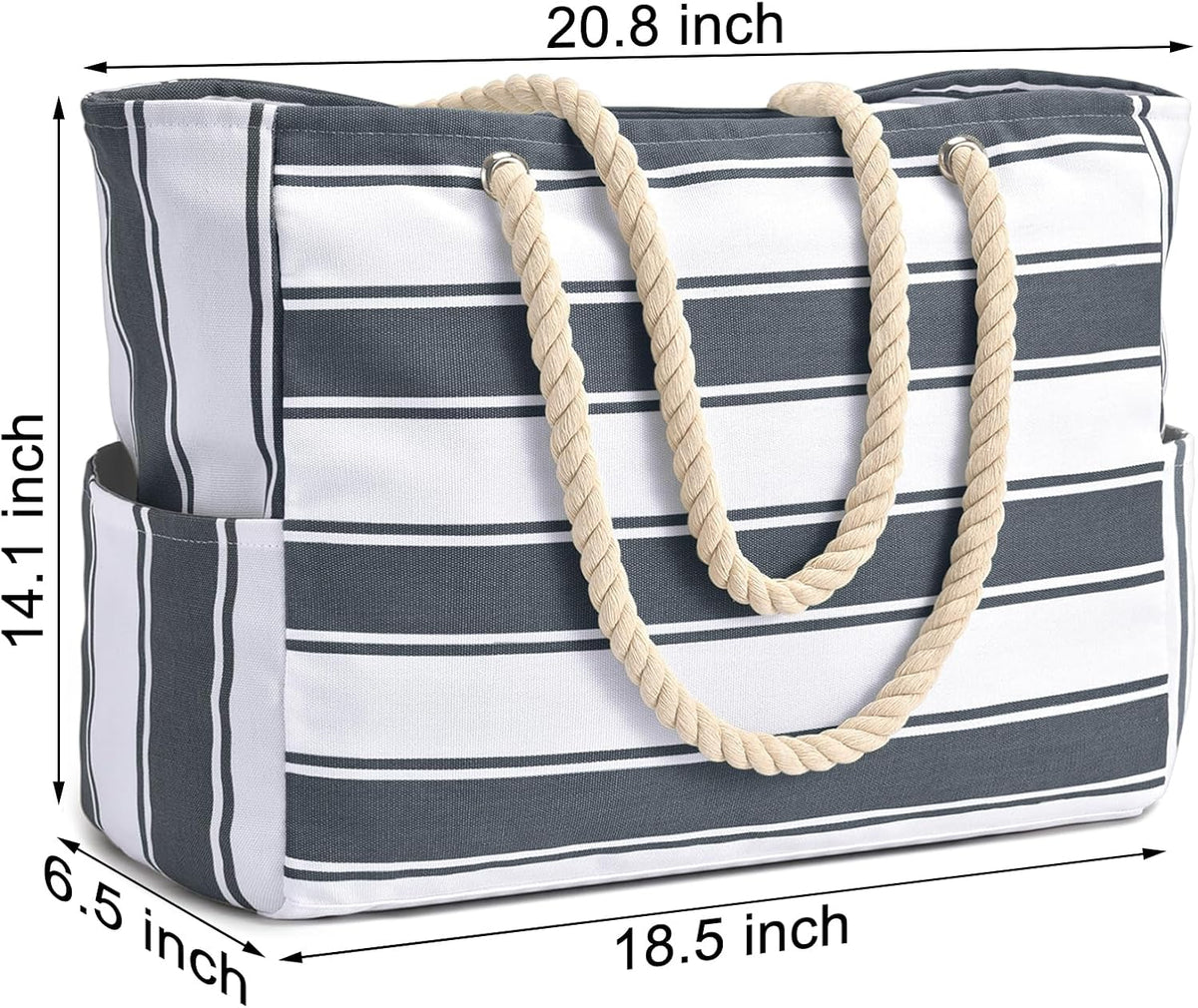 Becokan Beach Bags for Women Large Waterproof Beach Tote Bag Zipper Beach Bags Waterproof Sandproof Swim Pool Bag Large Tote